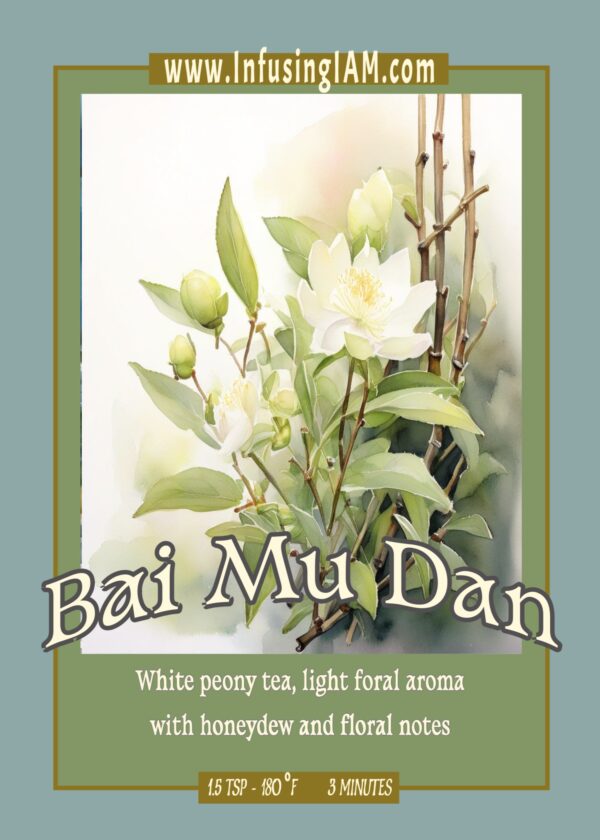 Bai Mu Dan white tea flyer with floral notes and delicate design