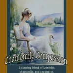 Chamomile Compassion tea promotional flyer with floral theme