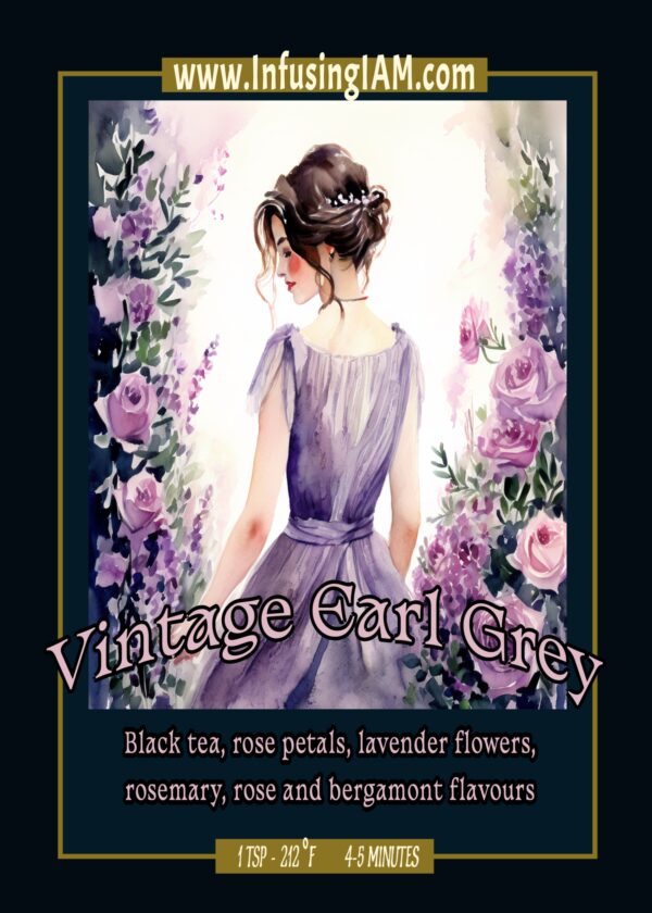 Vintage Earl Grey floral tea label